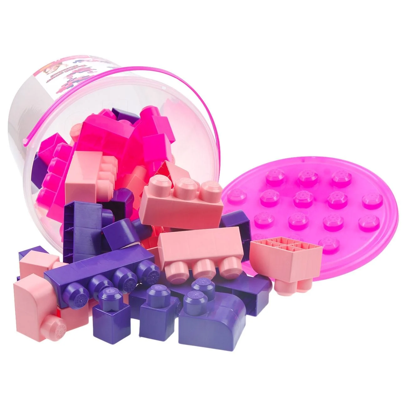Cuburi de Constructie Mari in Galeata Fucsia - 48 piese