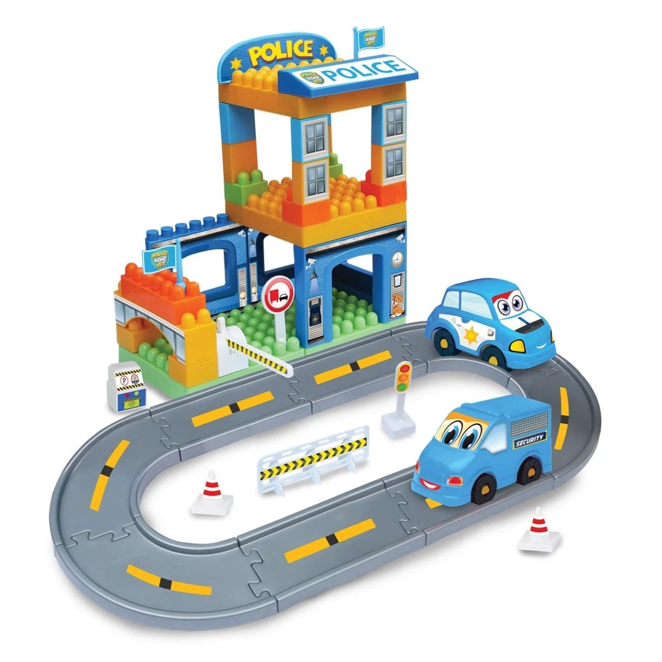Set Cuburi de Constructie Statie Politie - 48 de piese