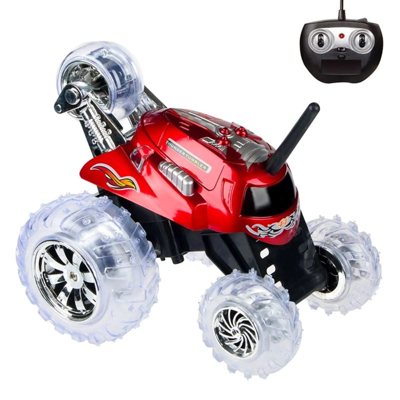 Masina Monster Spinner Rosie cu Telecomanda & Lumina