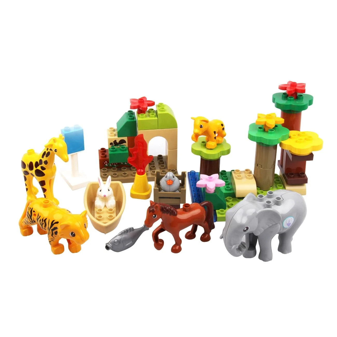 Set Cuburi de Constructie Gradina Zoologica & Figurine - 51 piese