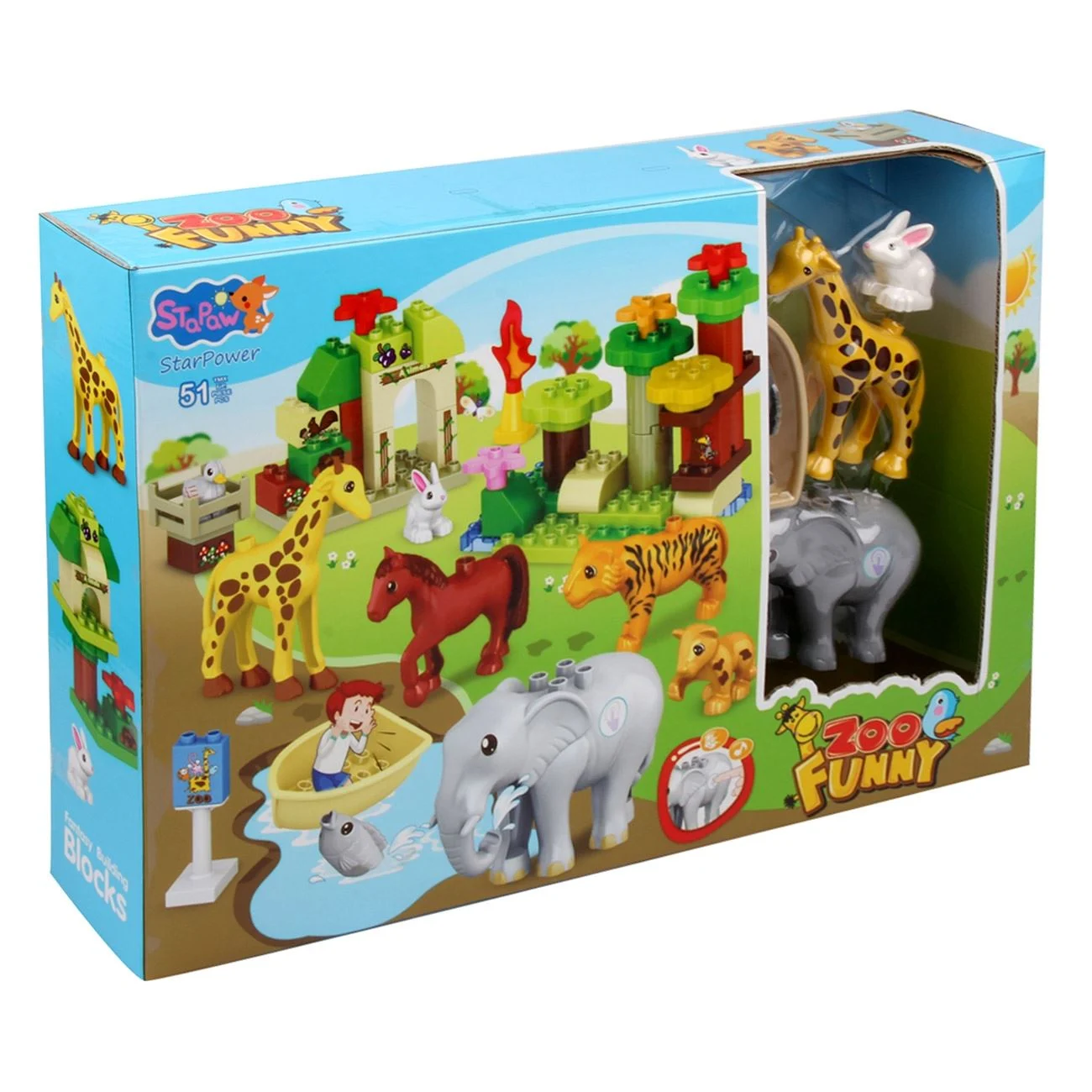 Set Cuburi de Constructie Gradina Zoologica & Figurine - 51 piese - poza 2