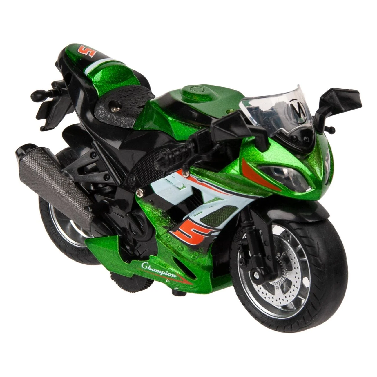 Motocicleta de Curse Verde cu Sunet & Lumini 1:14
