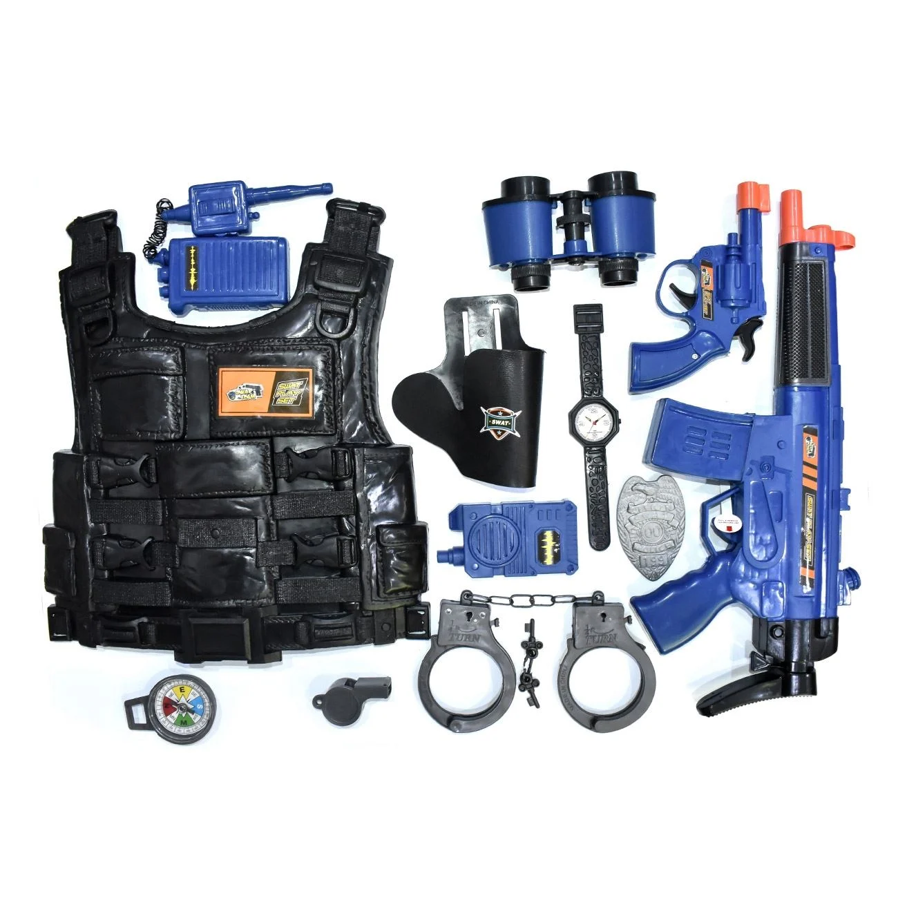 Set Politist cu Vesta Arma cu Sunet & Lumini - 8 piese - poza 2