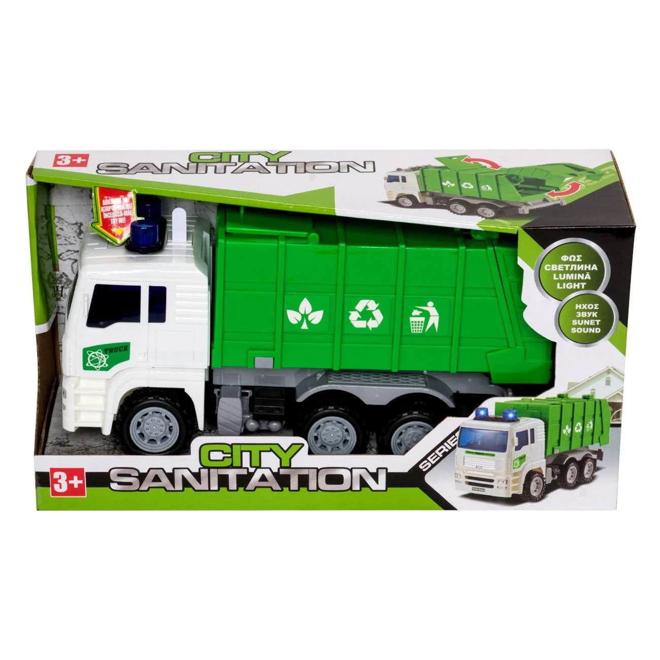 Camion de Deseuri Reciclare Verde cu Sunet & Lumini - poza 4