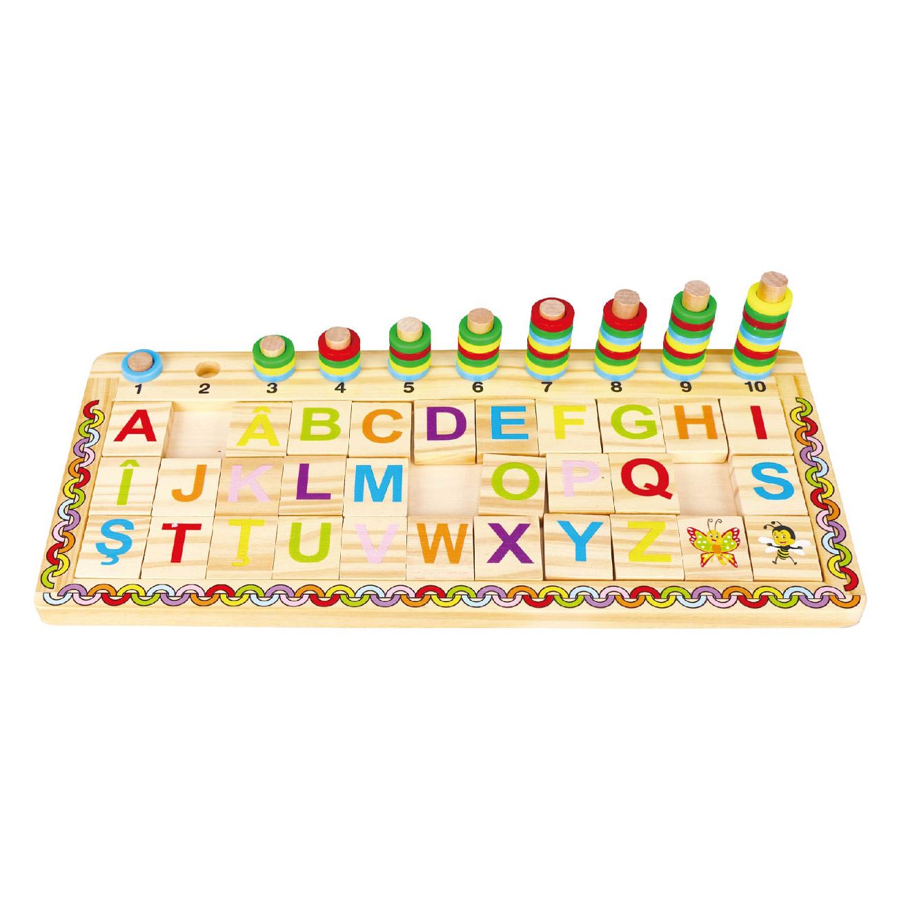 Puzzle Educativ din Lemn cu Alfabet & Cifre 41.5x19cm - poza 2