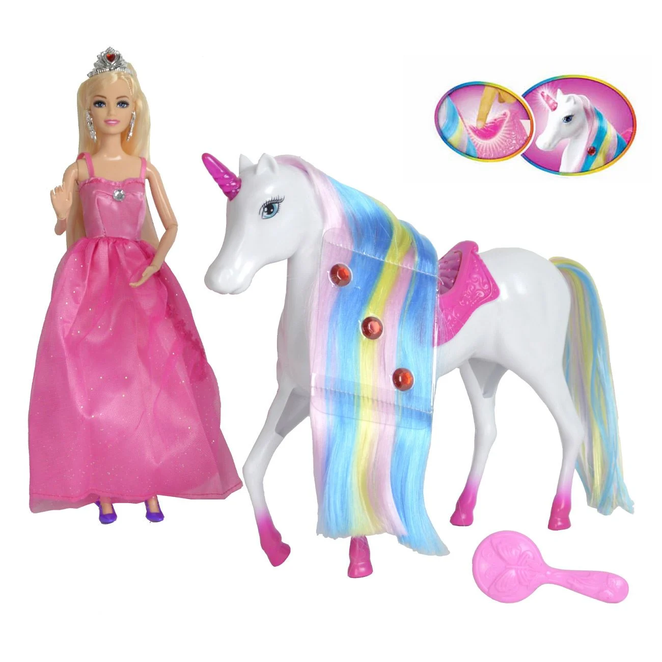 Papusa Printesa cu Rochie Roz Unicorn cu Lumina - poza 2