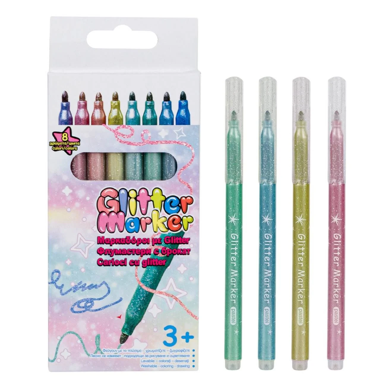 Set Carioci Subtiri cu Glitter de Durata - 8buc