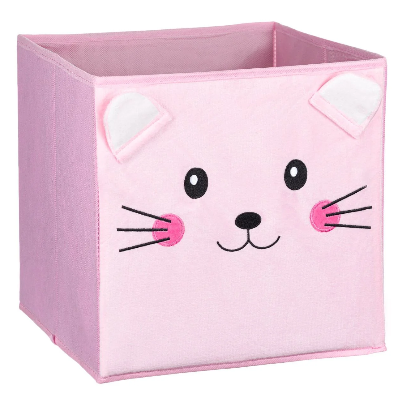 Cutie de Depozitare Catifelata Roz Pisica 30x30x30cm