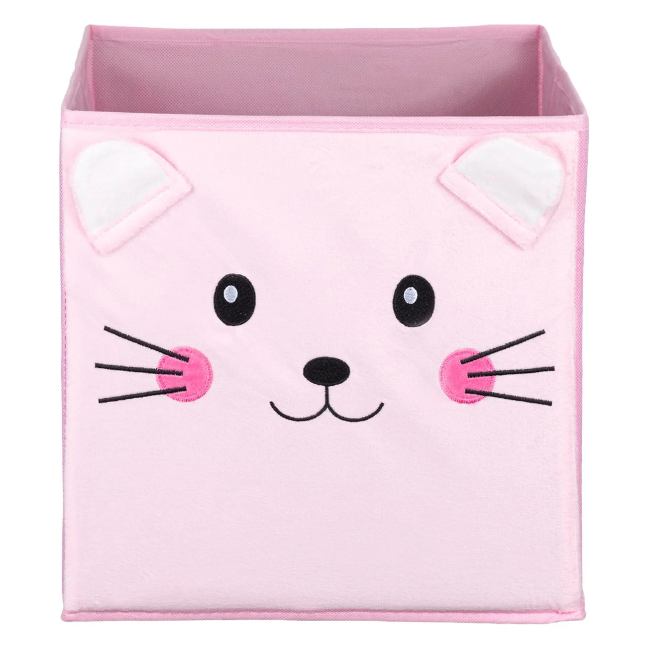 Cutie de Depozitare Catifelata Roz Pisica 30x30x30cm - poza 2