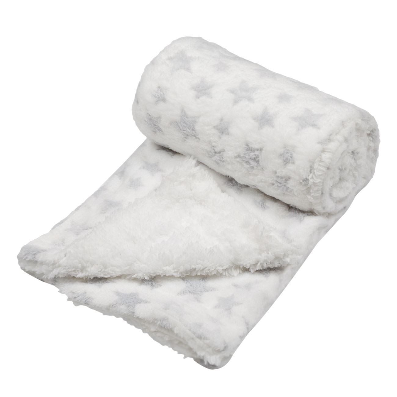 Patura Sherpa Gri cu Stele pentru Bebelusi 100x75cm - poza 2
