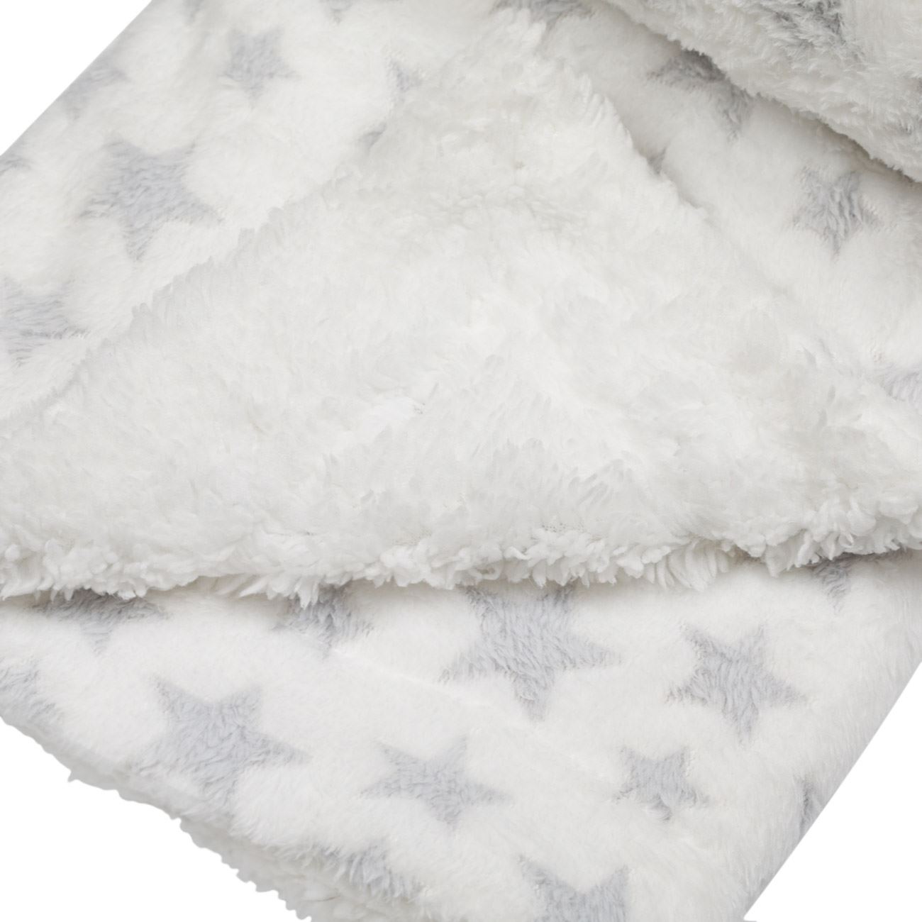 Patura Sherpa Gri cu Stele pentru Bebelusi 100x75cm - poza 3