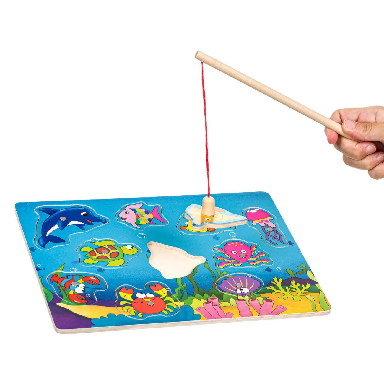 Joc Magnetic Puzzle din Lemn Pesti Undita 30x22.5cm - poza 3
