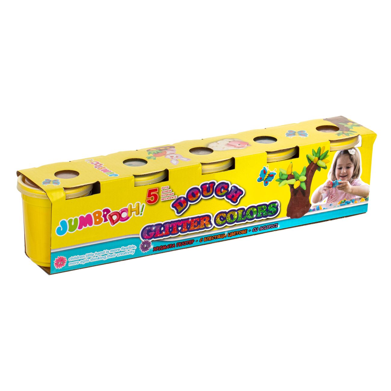 Set Plastilina cu Glitter in Pahar DOH 5x140g - poza 2