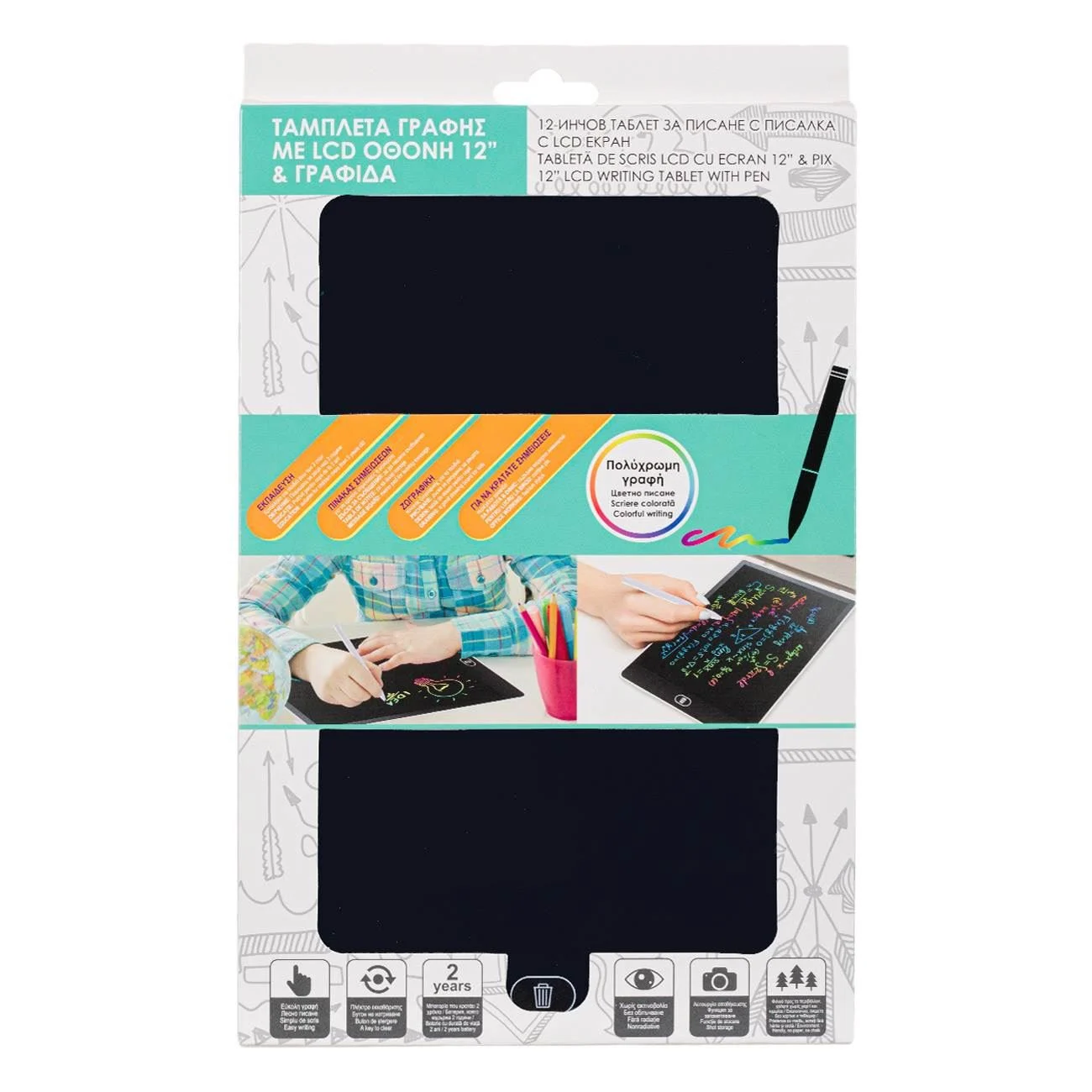 Tableta de Scris pentru Copii cu Ecran LCD Rainbow 12" & Pix - poza 5