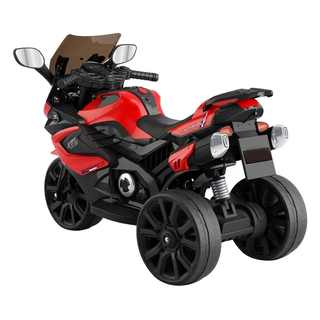 Motocicleta Electrica 6V cu Sunet Rosie Neagra - poza 3