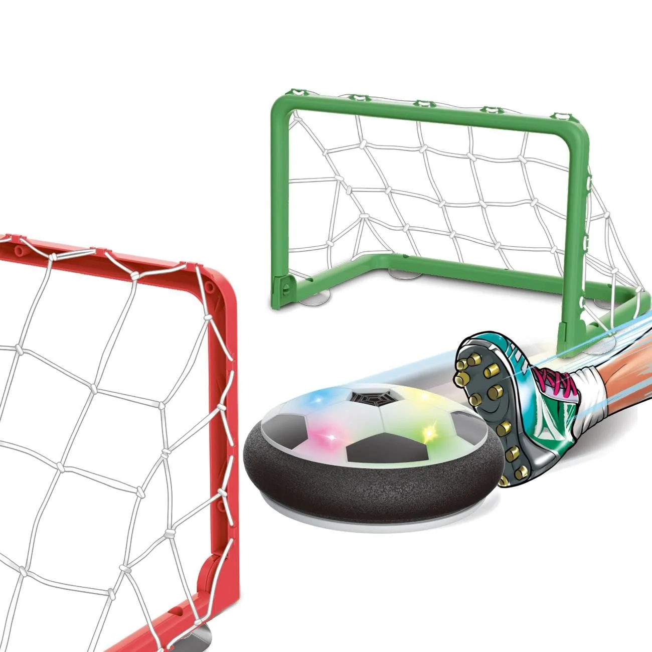 Set Masa de Fotbal Air Hover cu 2 Porti & Lumina