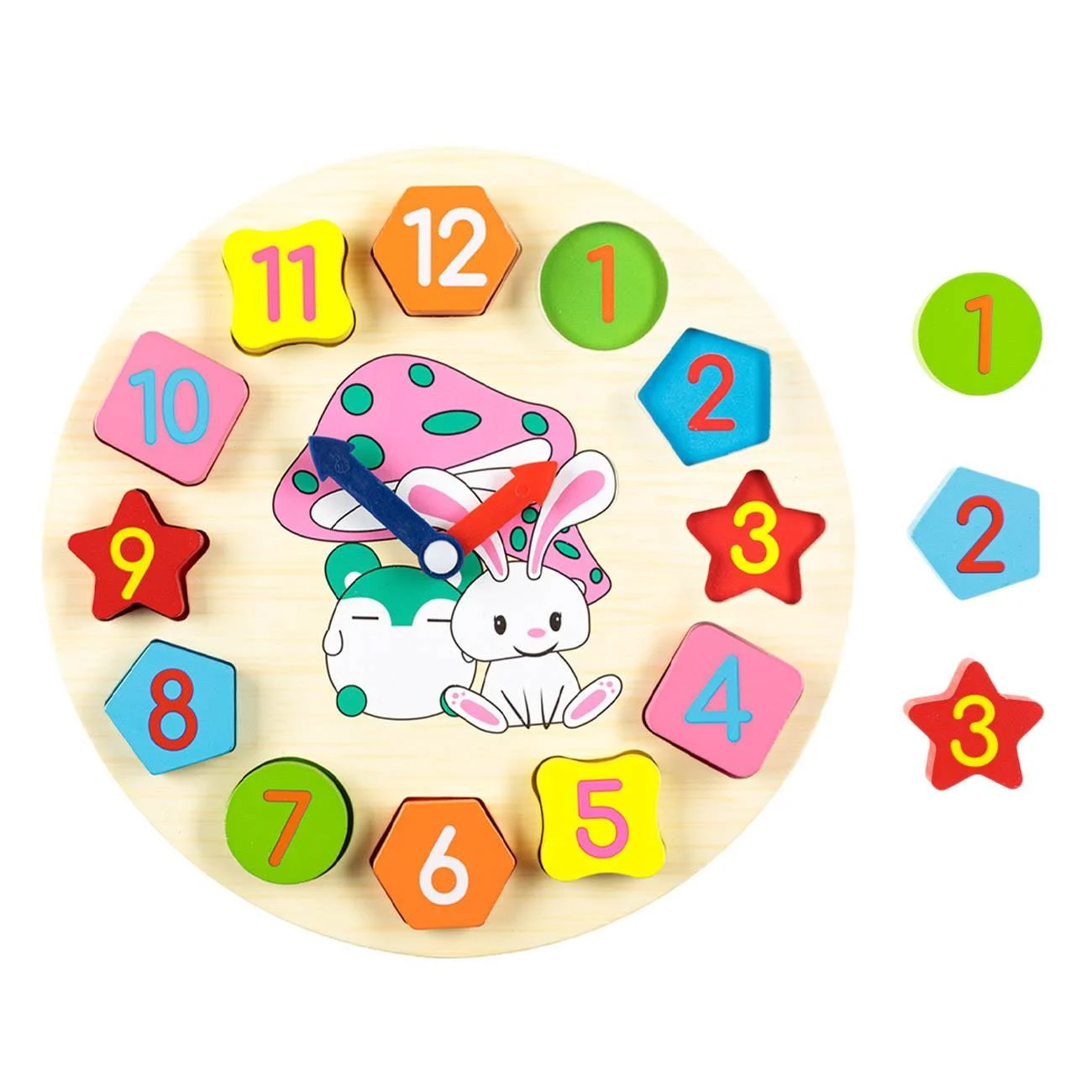 Puzzle din Lemn Ceas Animale (12 piese) - 25cm - poza 2