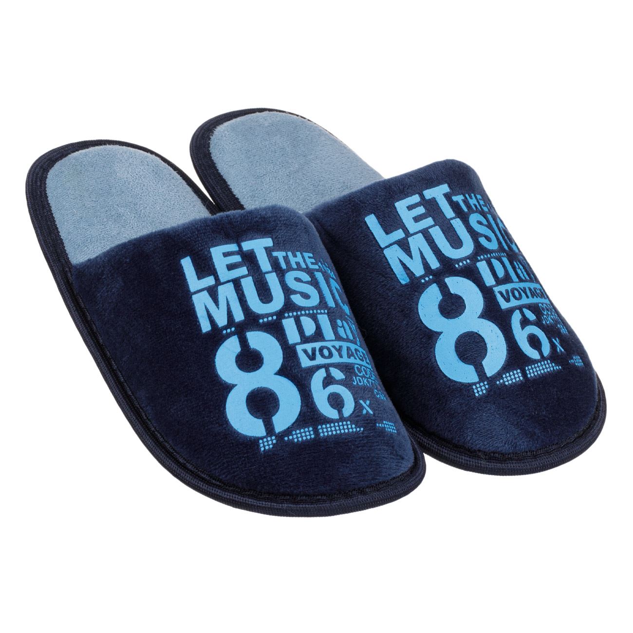 Papuci de Casa pentru Baiat Bleu Let the Music Play