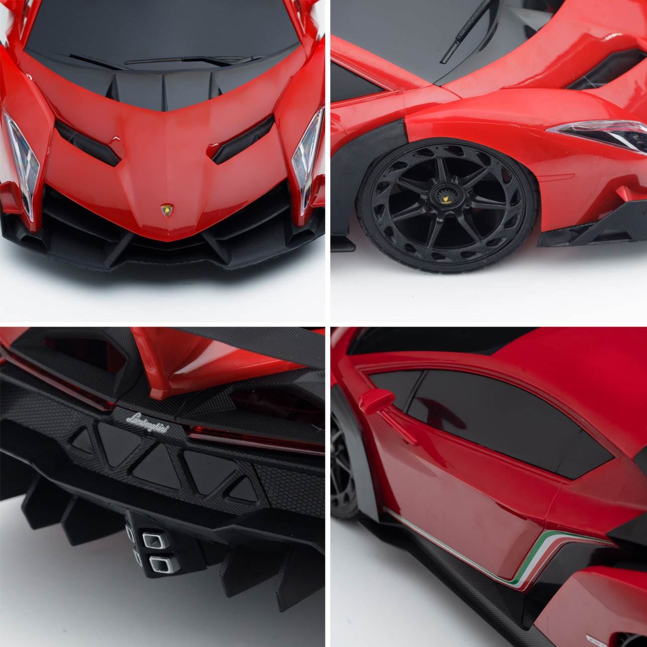 Masina Lamborgini Veneno Rosie cu Lumini & Volan Telecomanda 1:12 / 27MHz - poza 3
