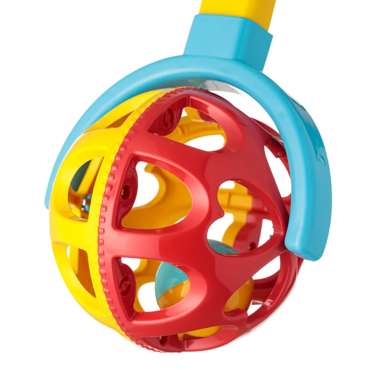 Roata de Impins din Plastic cu Maner Extensibil Galben Rosu 61cm - poza 2
