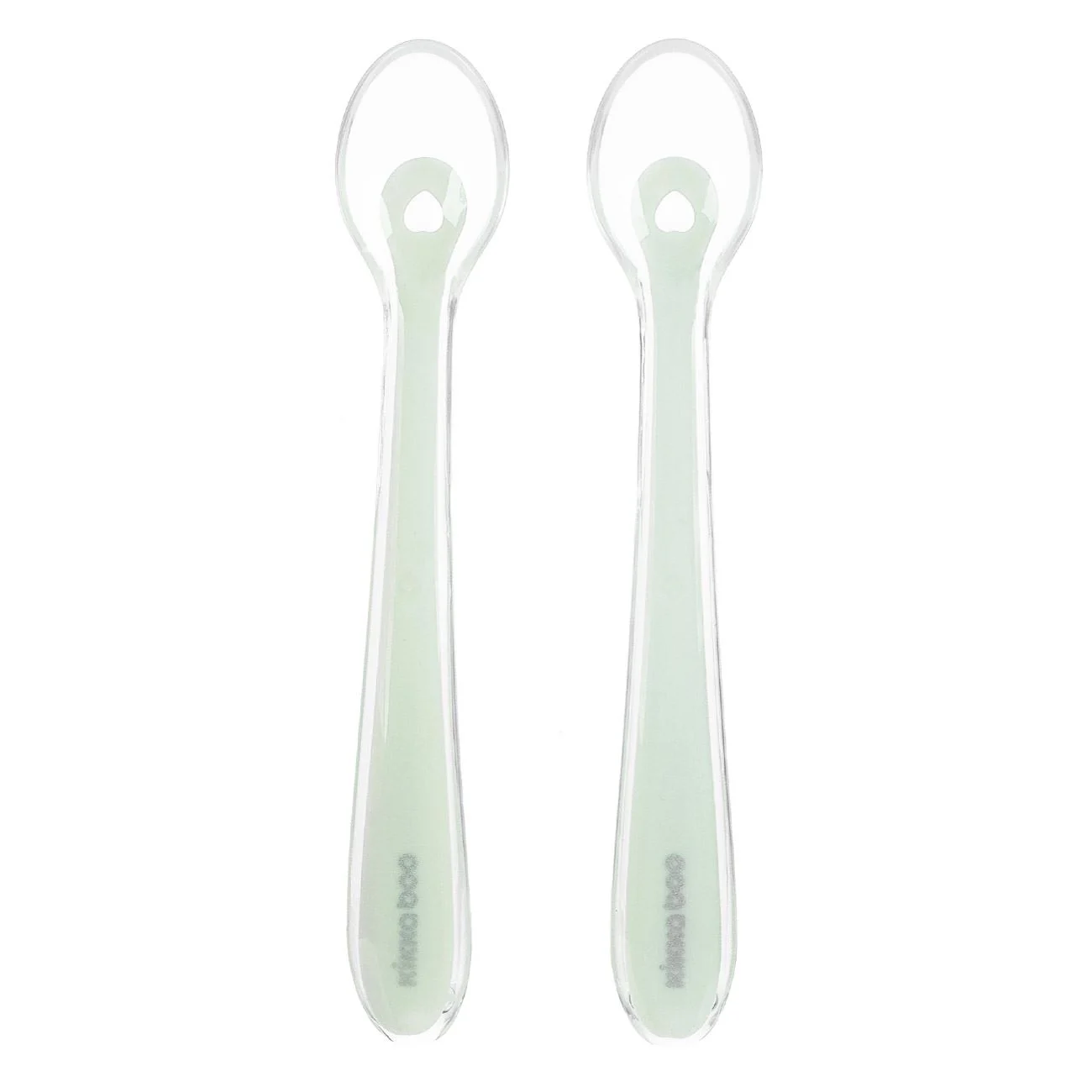 Lingurite din Silicon Verde Menta cu Husa Kikka Boo - 2buc