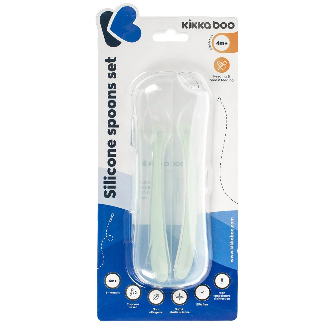 Lingurite din Silicon Verde Menta cu Husa Kikka Boo - 2buc - poza 4