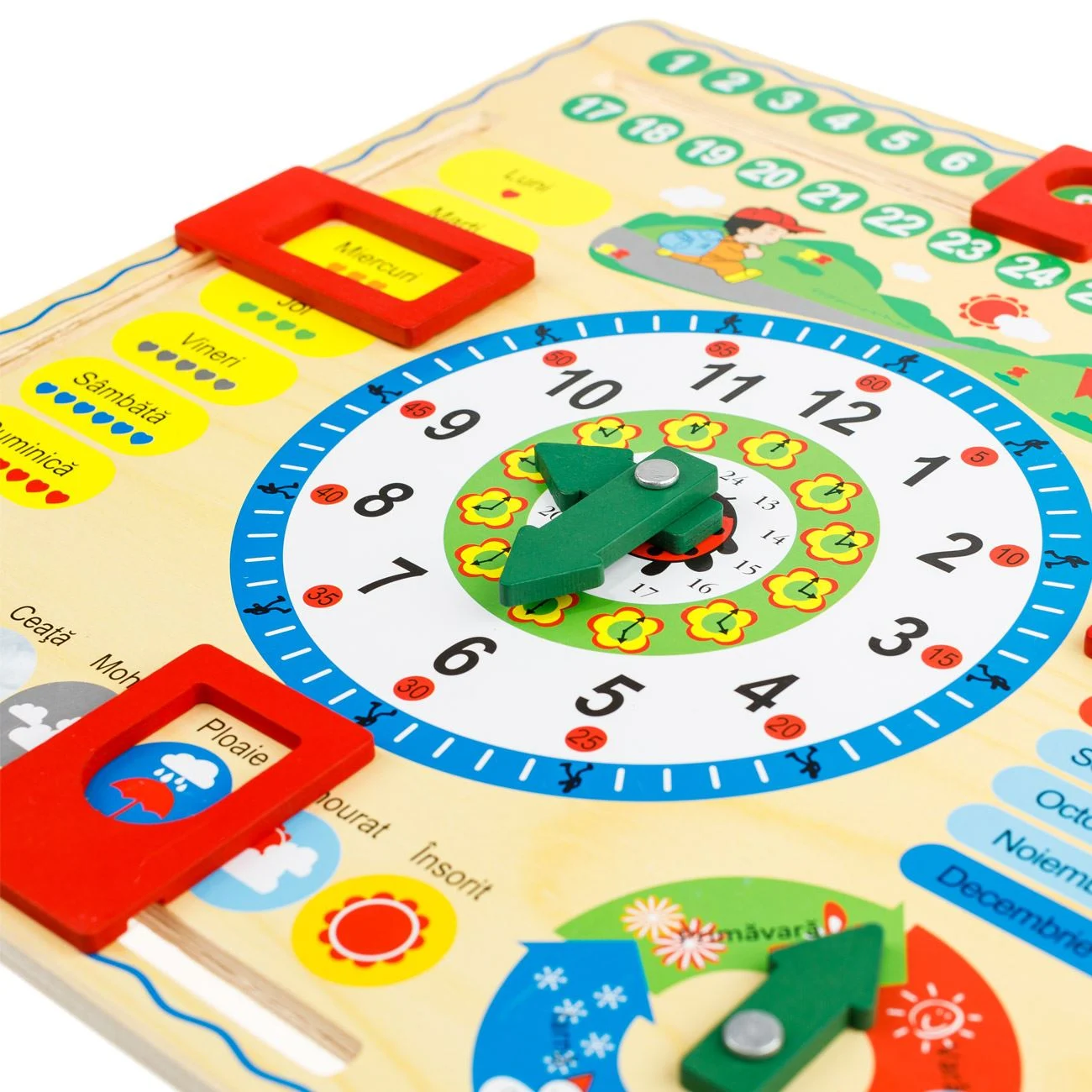 Ceas Calendar Educativ din Lemn 30.5x30.5cm - poza 2