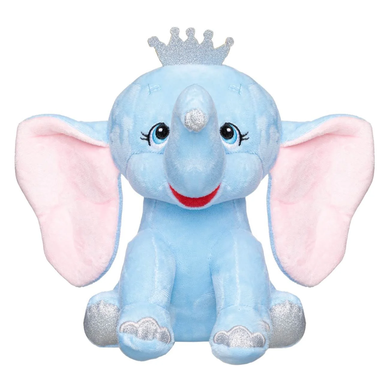 Elefant de Plus Ciel cu Urechi Mari Glitter Argintiu Coroana 21cm