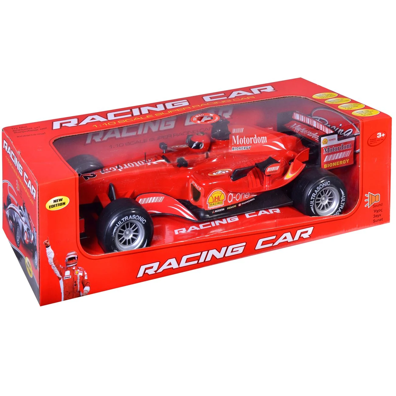 Masina Formula F1 Friction Rosie cu Lumina & Sunet 1:10