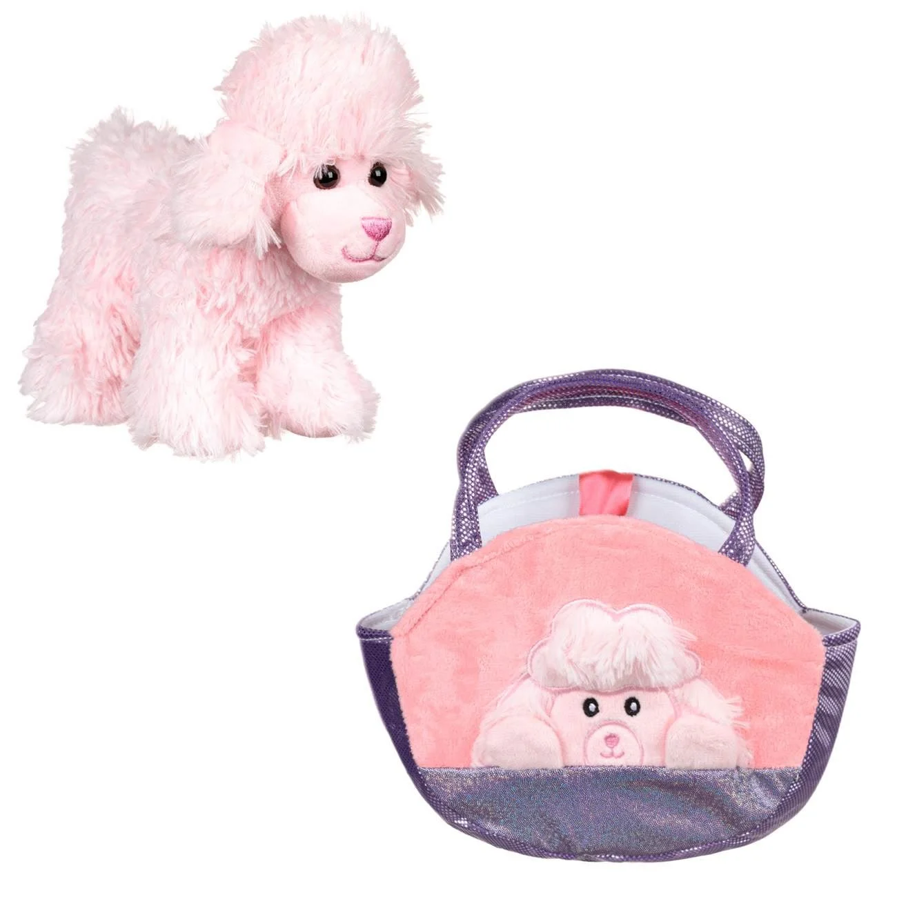 Caine de Plus Canis Roz in Geanta Mov Glitter 20cm - poza 2