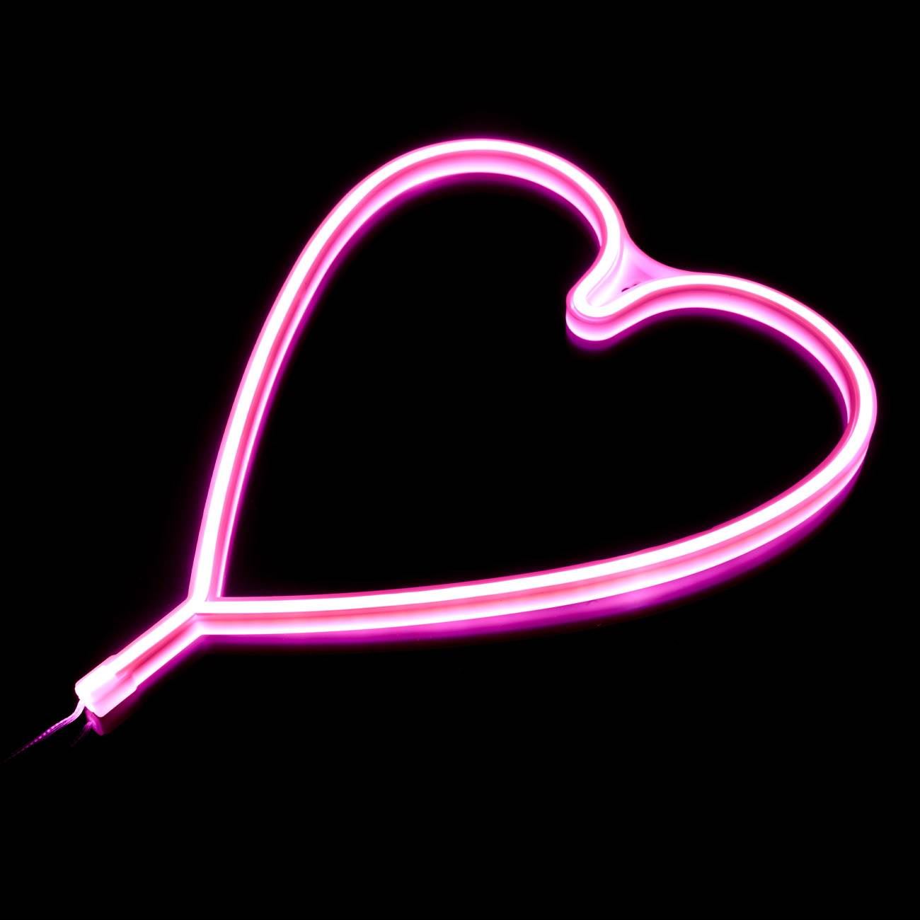 Lampa LED Inima Fucsia Neon cu USB 36.3x29cm - poza 3