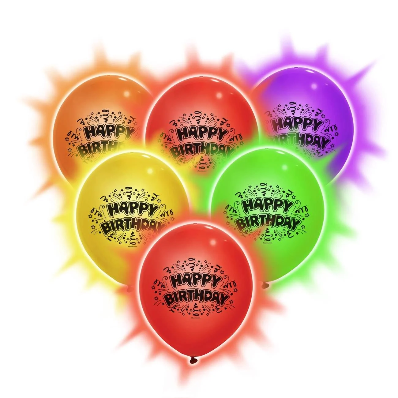 Baloane Colorate LED Illooms Happy Birthday 38cm 5buc - Giochi Preziosi - poza 2