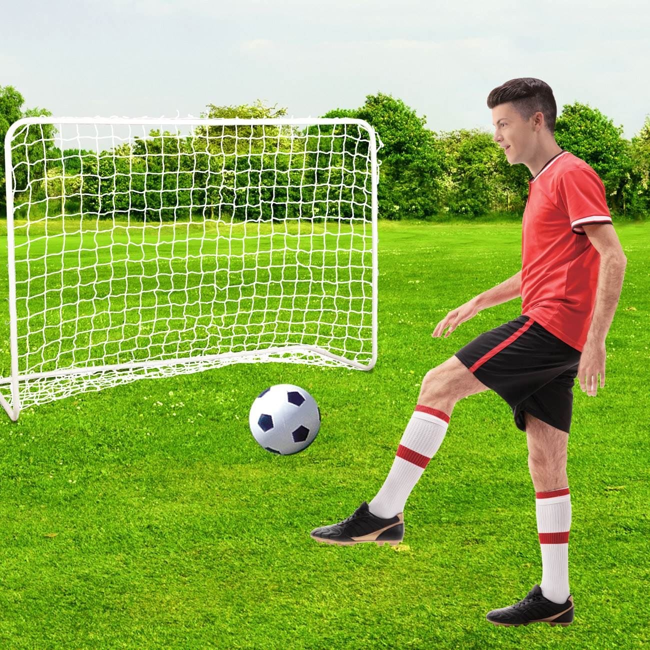 Poarta de Fotbal Metalica Alba 182x61x122cm - poza 2