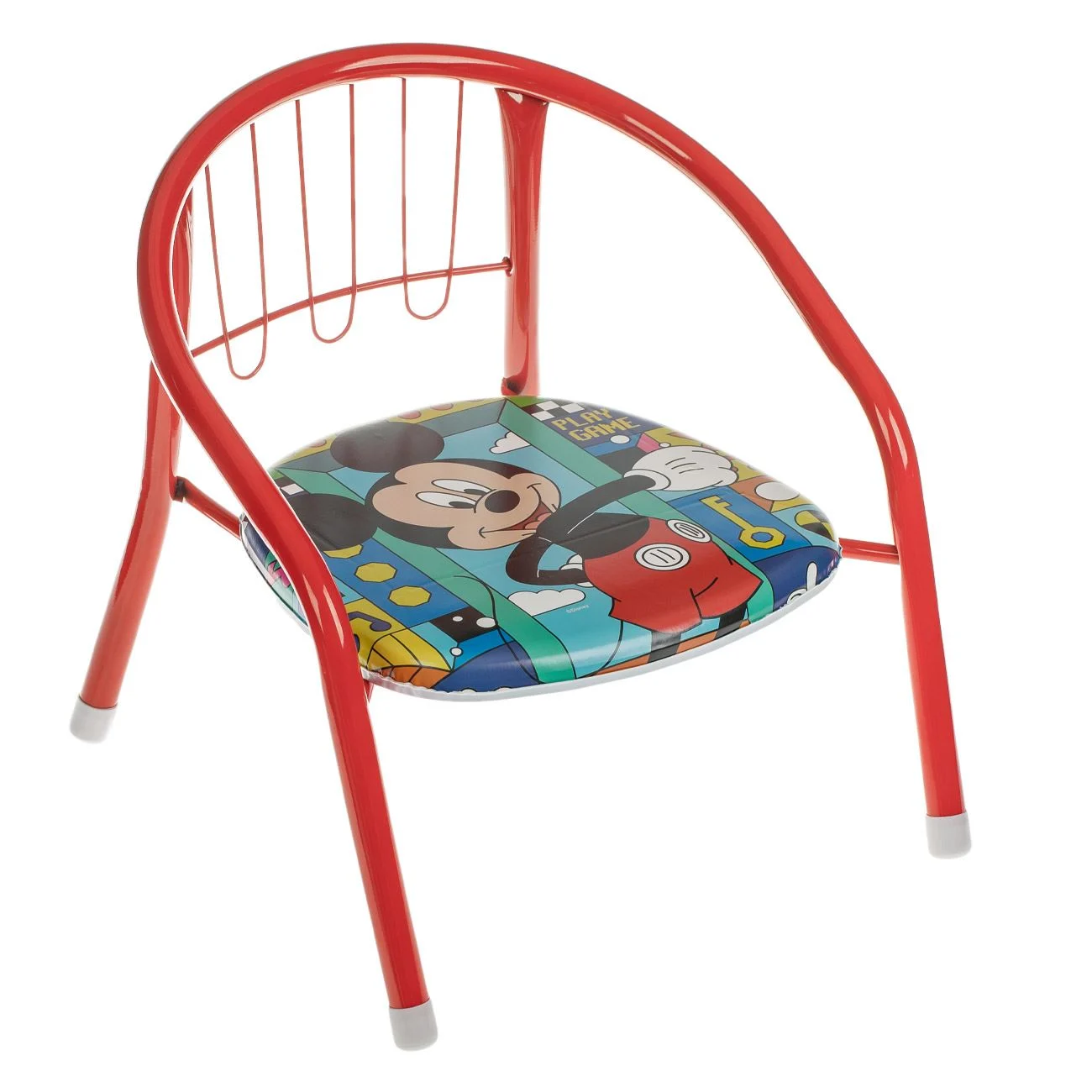 Scaun Metalic Rosu cu Model Mickey Mouse pentru Copii 36x35x36cm