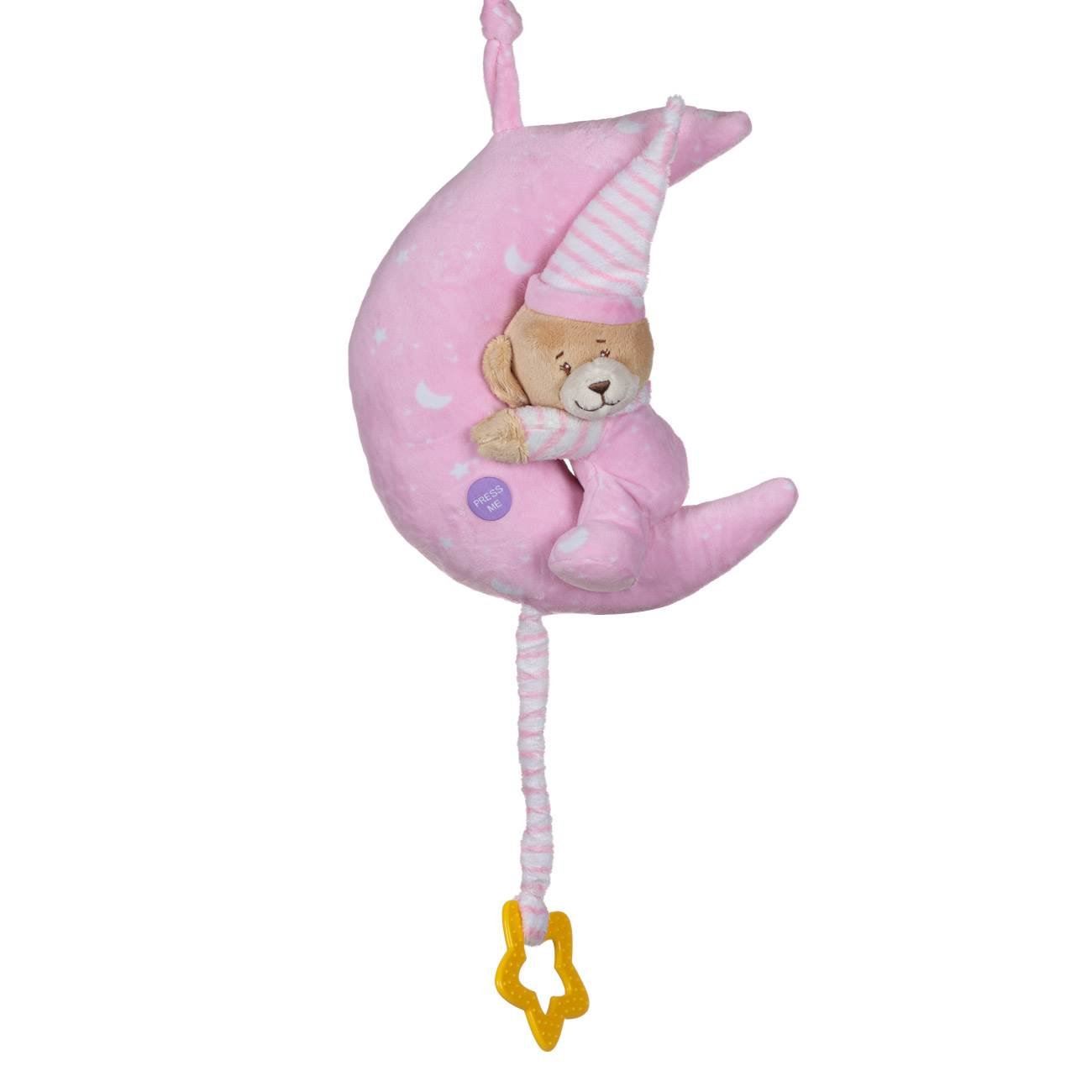 Carusel Muzical pentru Patut Bebe Ursulet Roz cu Lumina 24cm - poza 3