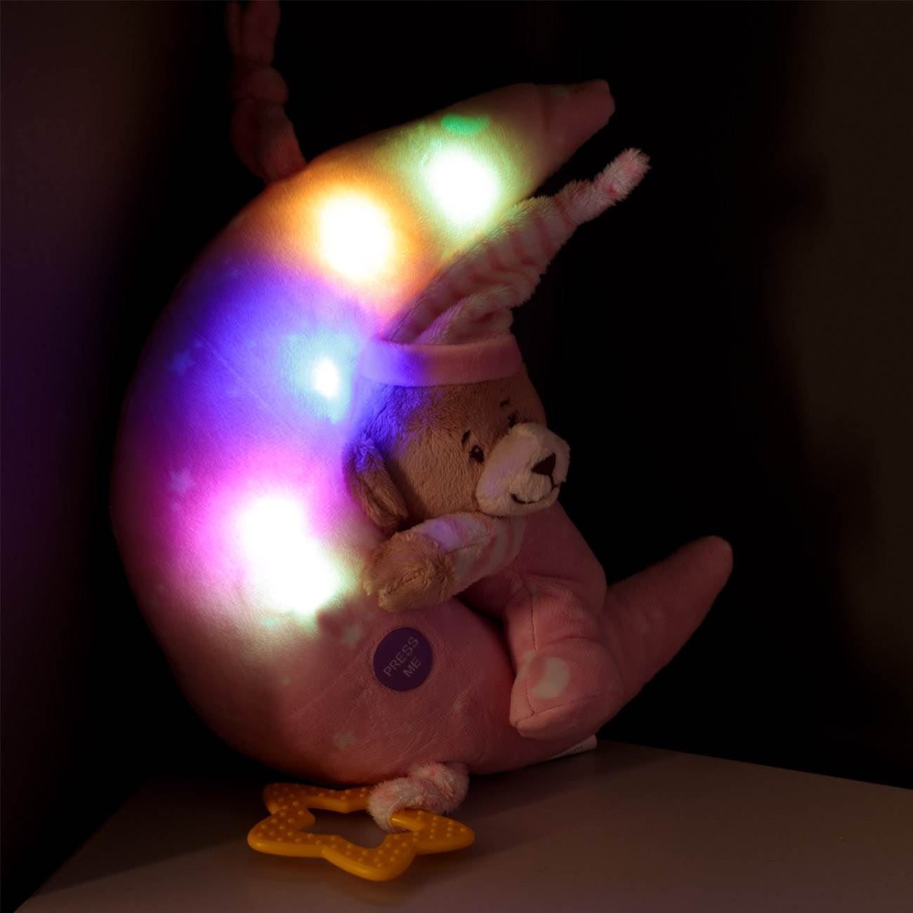 Carusel Muzical pentru Patut Bebe Ursulet Roz cu Lumina 24cm - poza 5