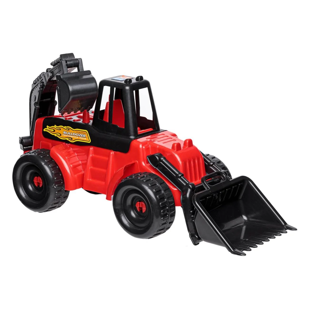 Vehicul de Santier Buldozer cu Brat Mare Rosu Negru 54cm