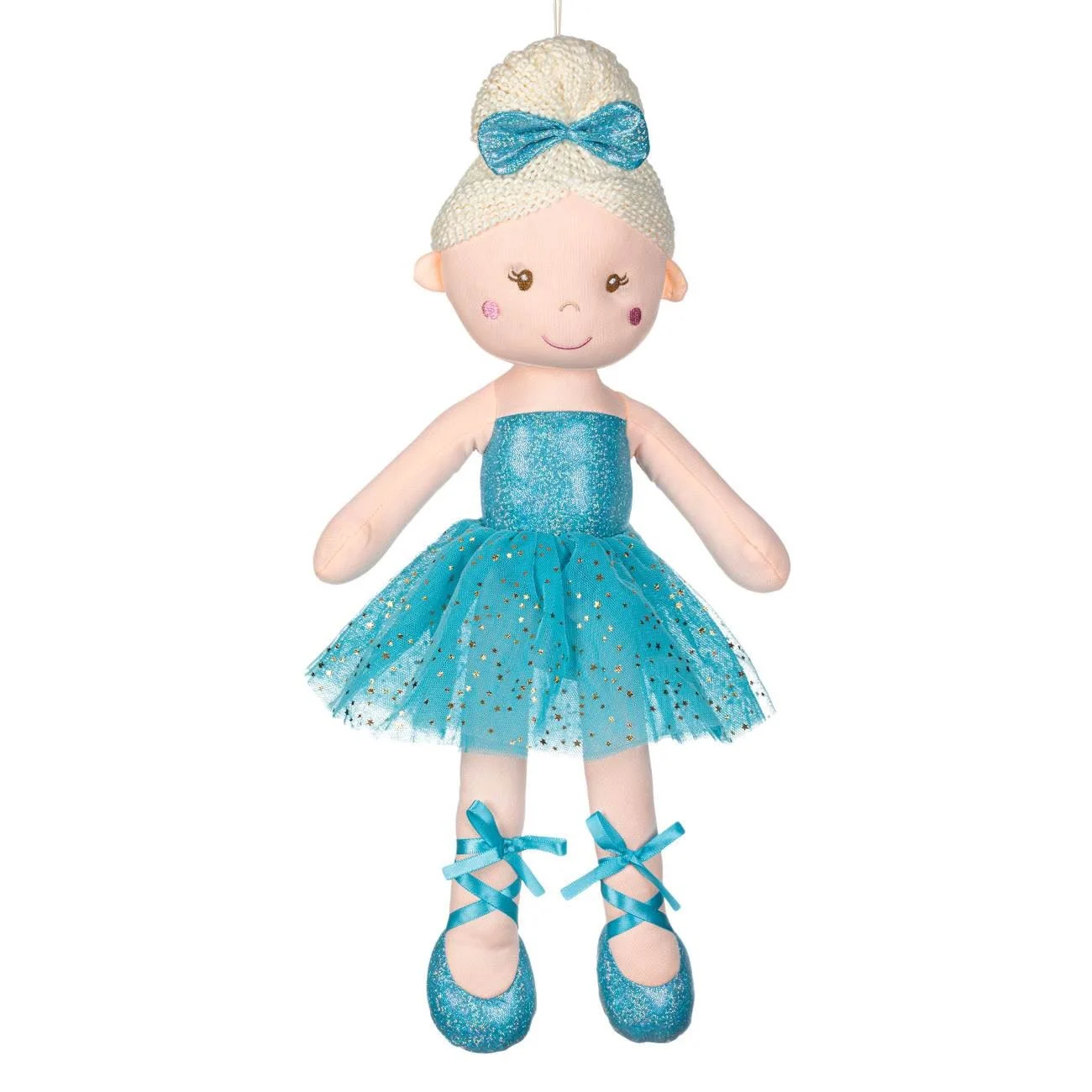 Papusa Balerina Textila Par Blond Rochie Bleu 50cm - poza 2