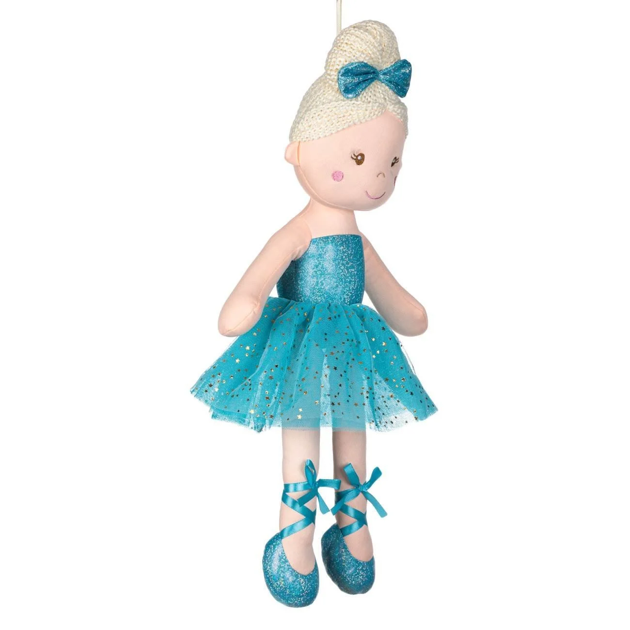 Papusa Balerina Textila Par Blond Rochie Bleu 50cm - poza 4