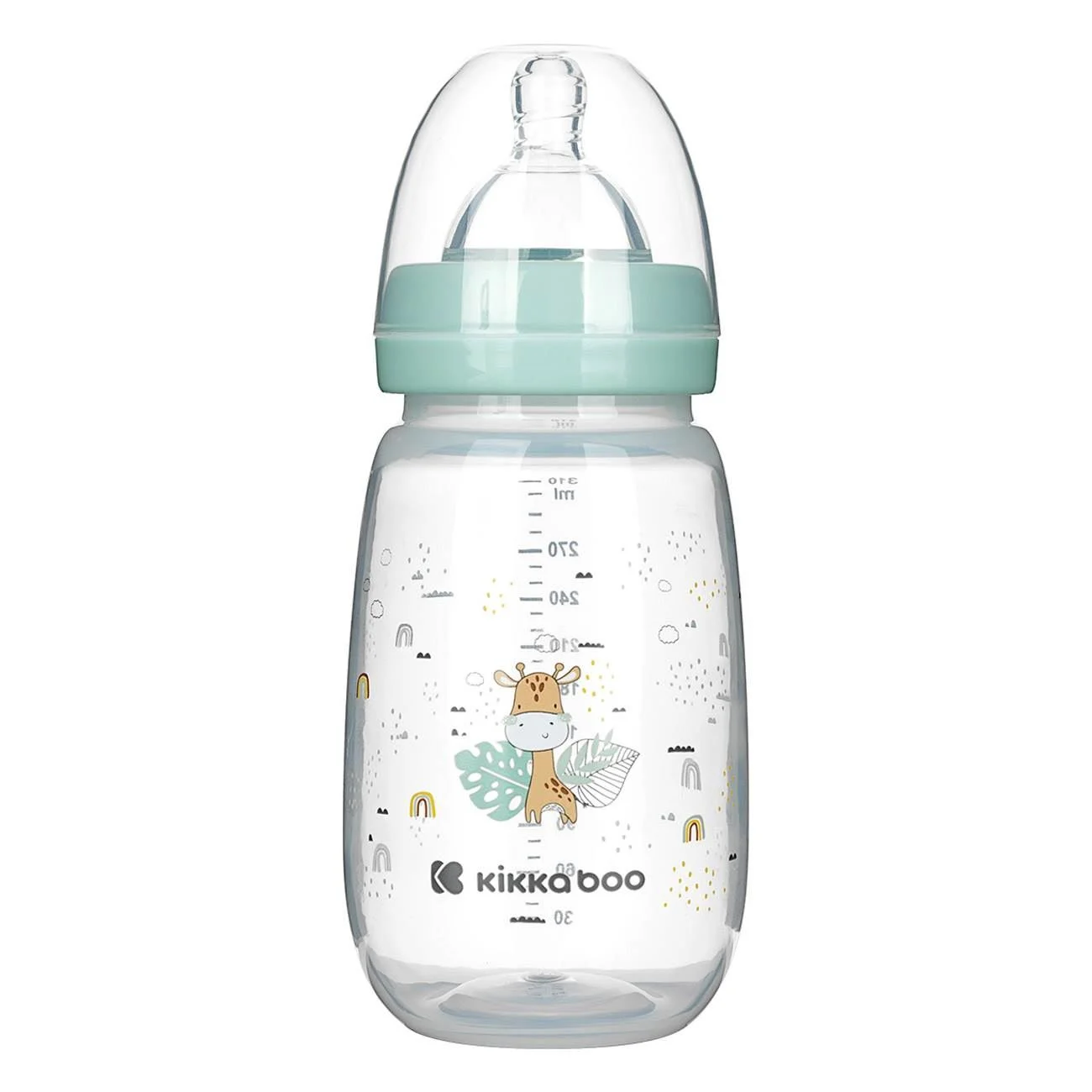 Biberon din Pastic cu Tetina din Silicon Verde Menta Girafa Kikka Boo 310ml