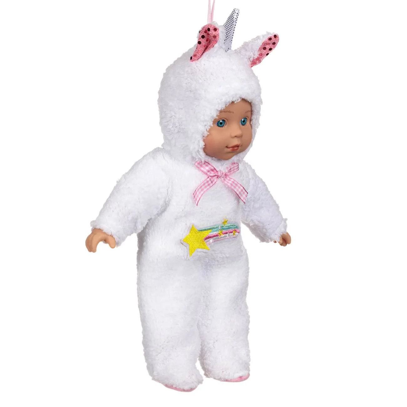 Papusa Bebelus cu Salopeta Unicorn Alb 34cm - poza 2