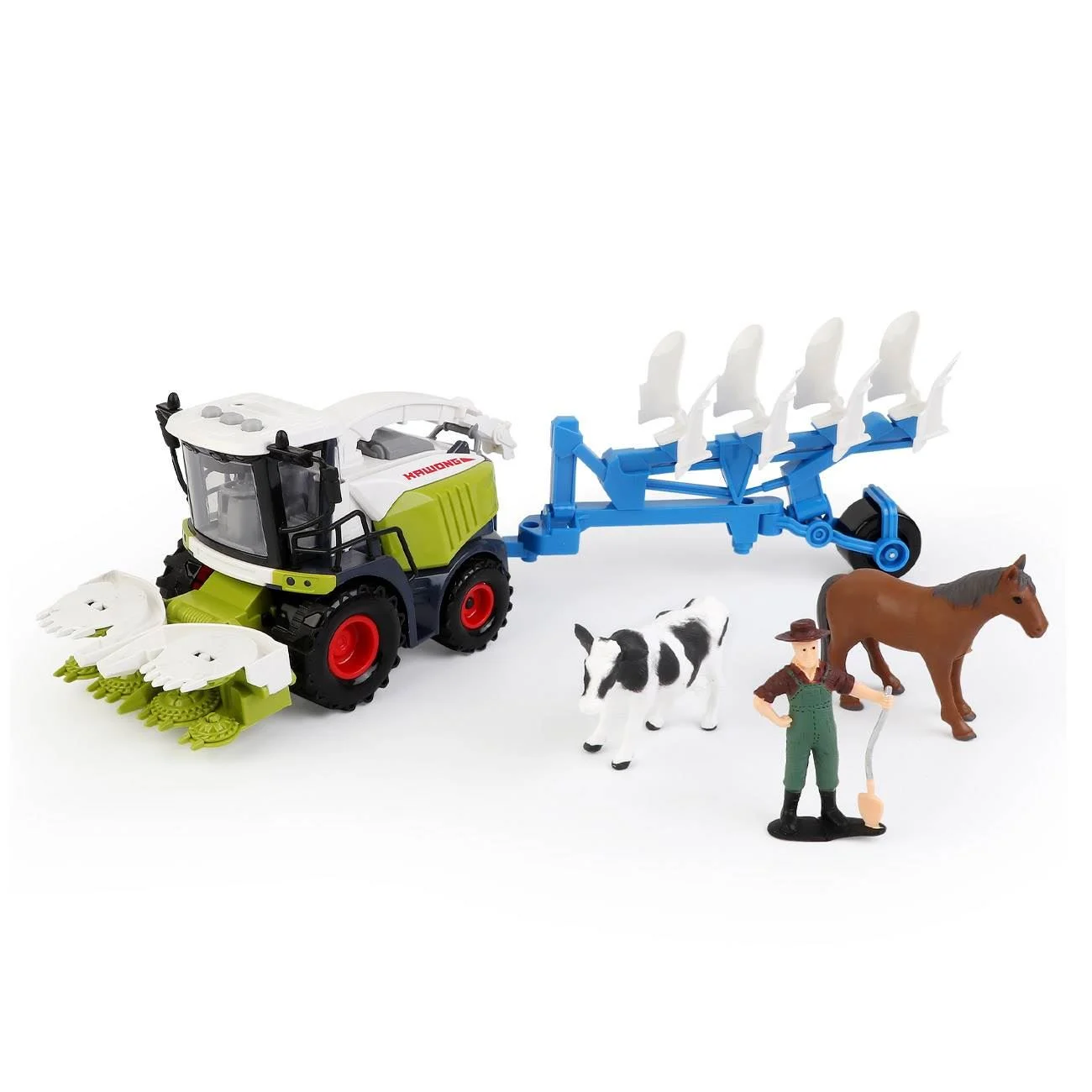 Tractor Jucarie cu Plug Figura Animale Sunete & Lumini