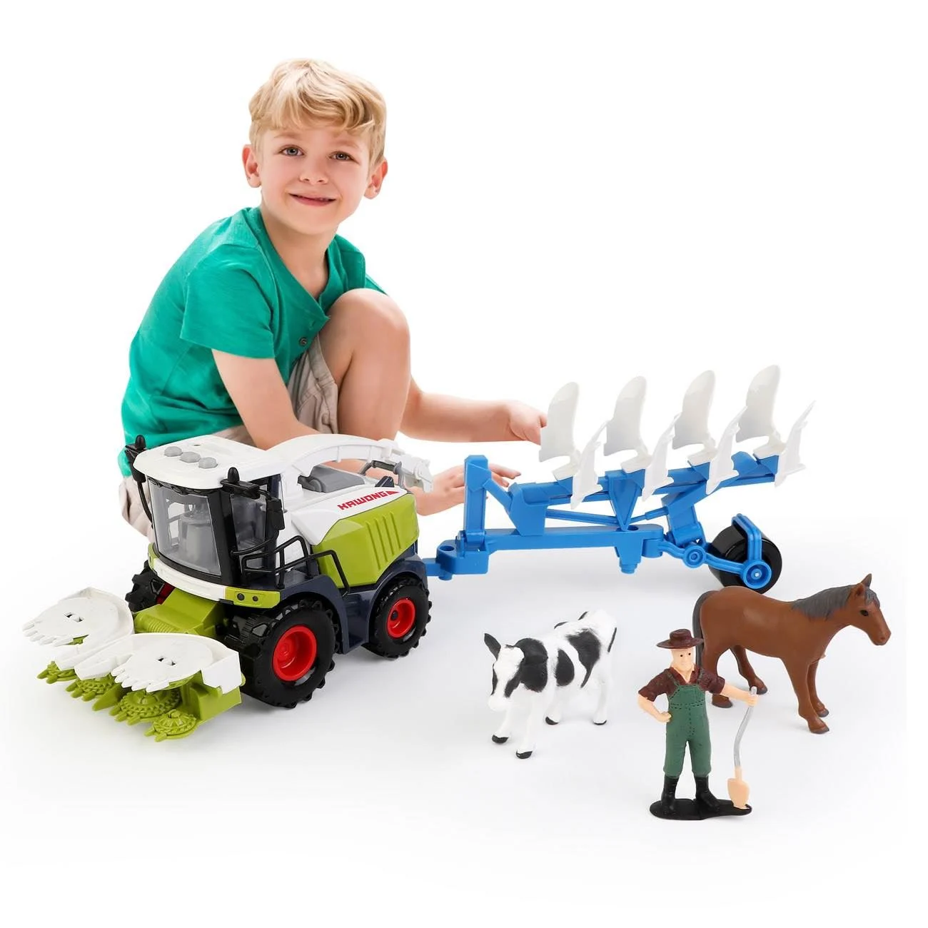 Tractor Jucarie cu Plug Figura Animale Sunete & Lumini - poza 2