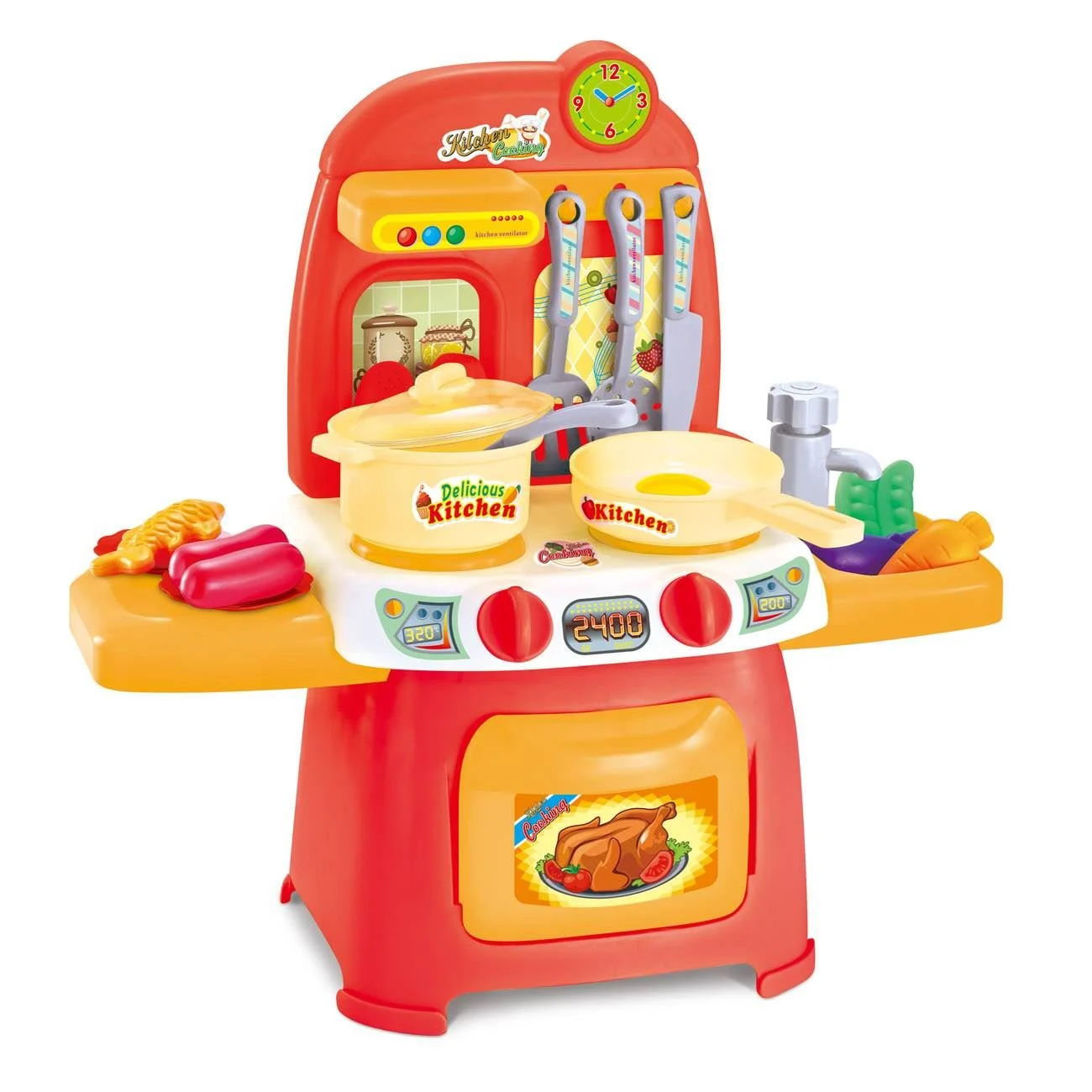 Bucatarie Mini cu Accesorii Lumini & Sunet pentru Copii - 26buc
