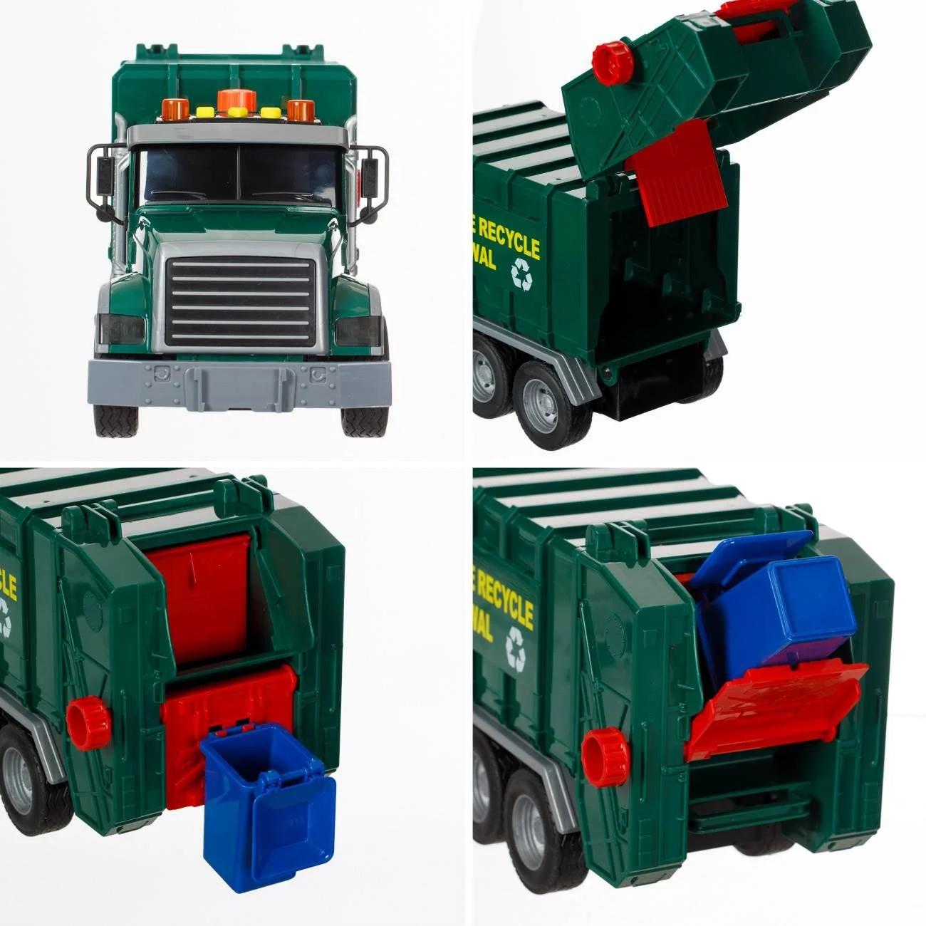 Camion Gunier Jucarie Verde cu 3 Pubele Lumina & Sunet - poza 5