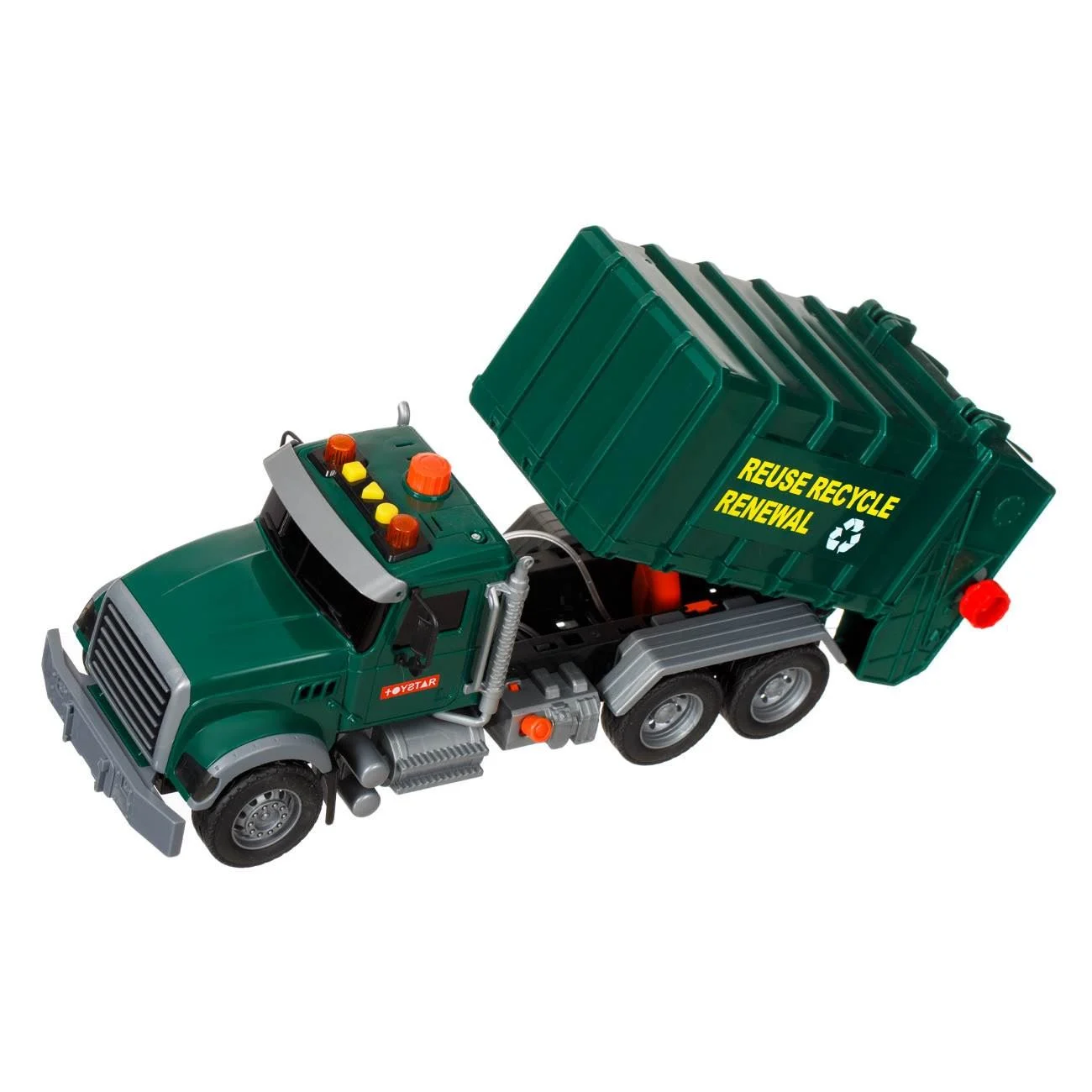 Camion Gunier Jucarie Verde cu 3 Pubele Lumina & Sunet - poza 6