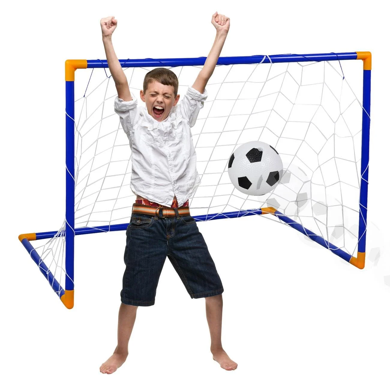 Poarta de Fotbal din Plastic Albastra cu Minge & Pompa 105x76x69cm - poza 2