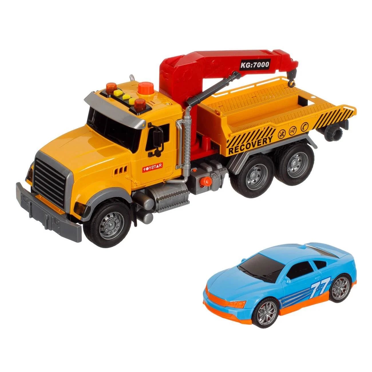 Camion Platforma Macara cu Masina Lumina & Sunet - poza 2