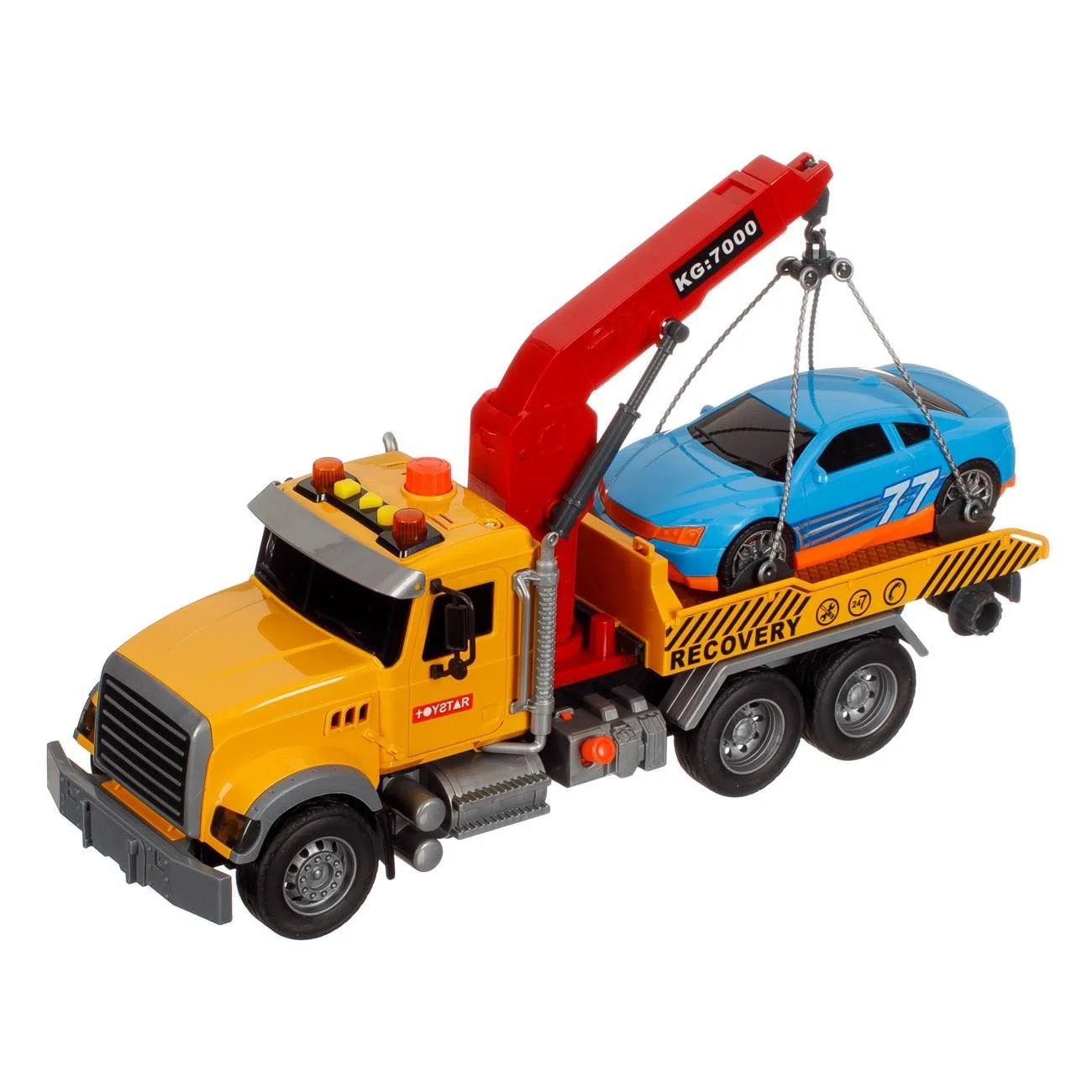 Camion Platforma Macara cu Masina Lumina & Sunet - poza 5