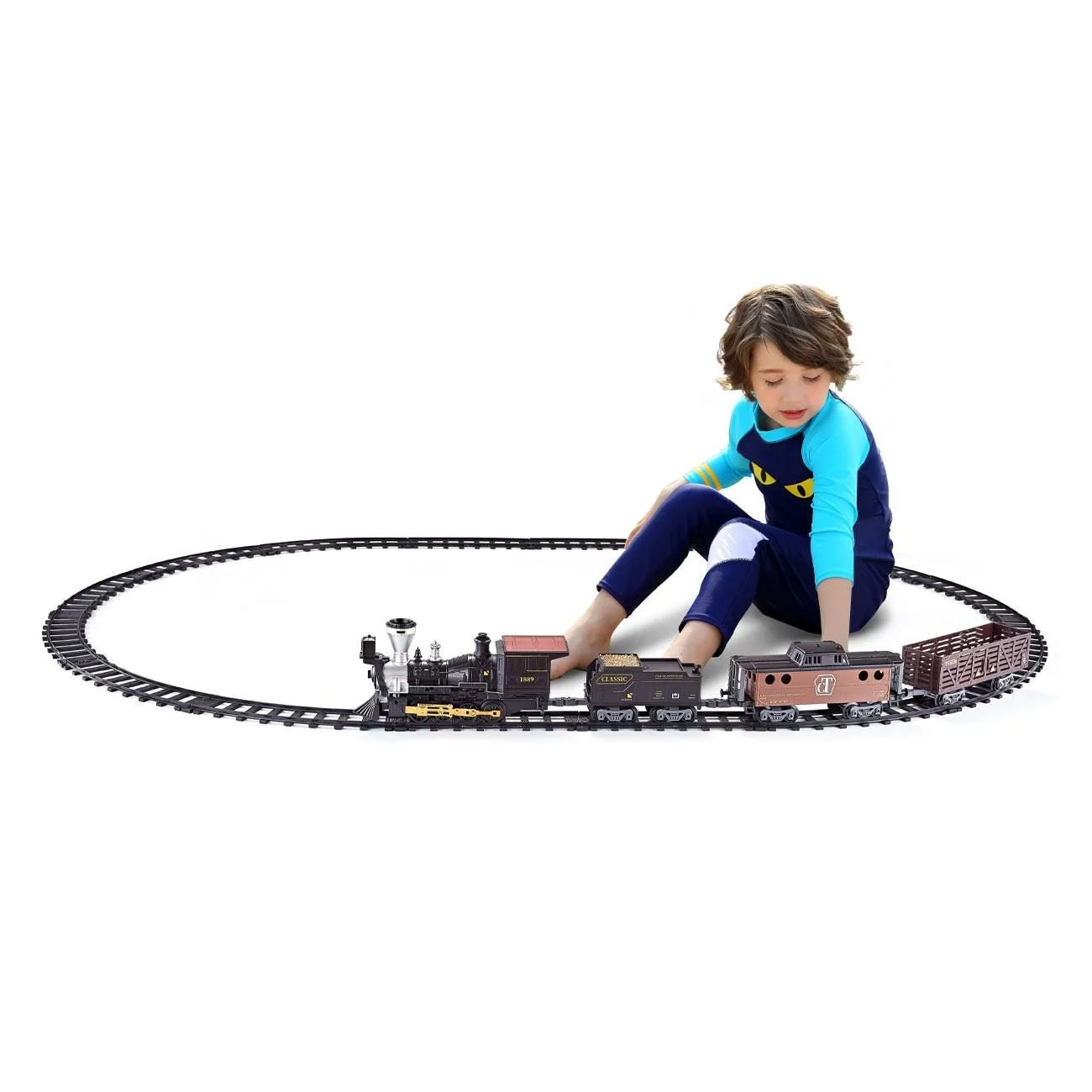 Trenulet Electric Western cu 3 Vagoane Locomotiva Sunet & Lumini - poza 2